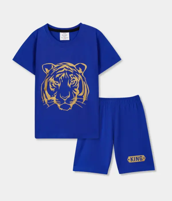 Golden lion navy blue t-shirt with half sleeve and shorts